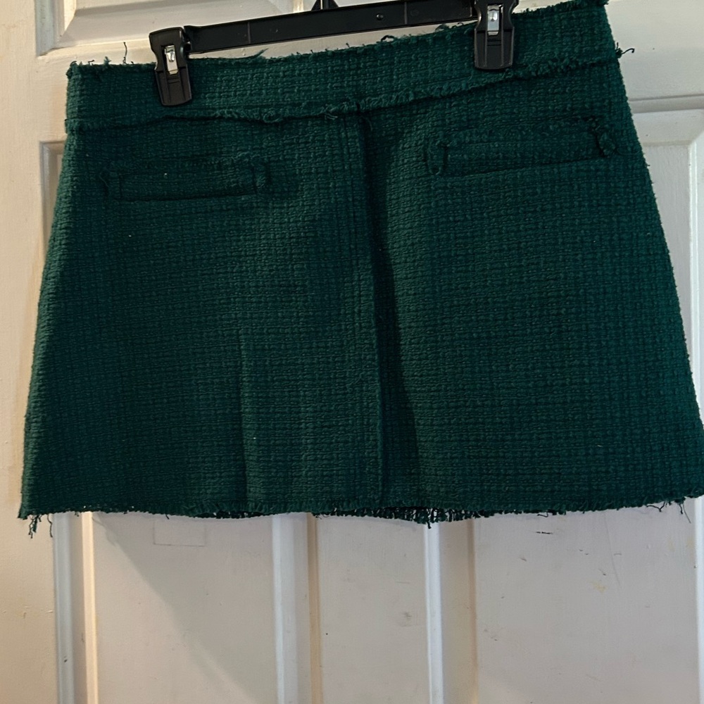 Zara Dark Green Tweed Mini Skirt